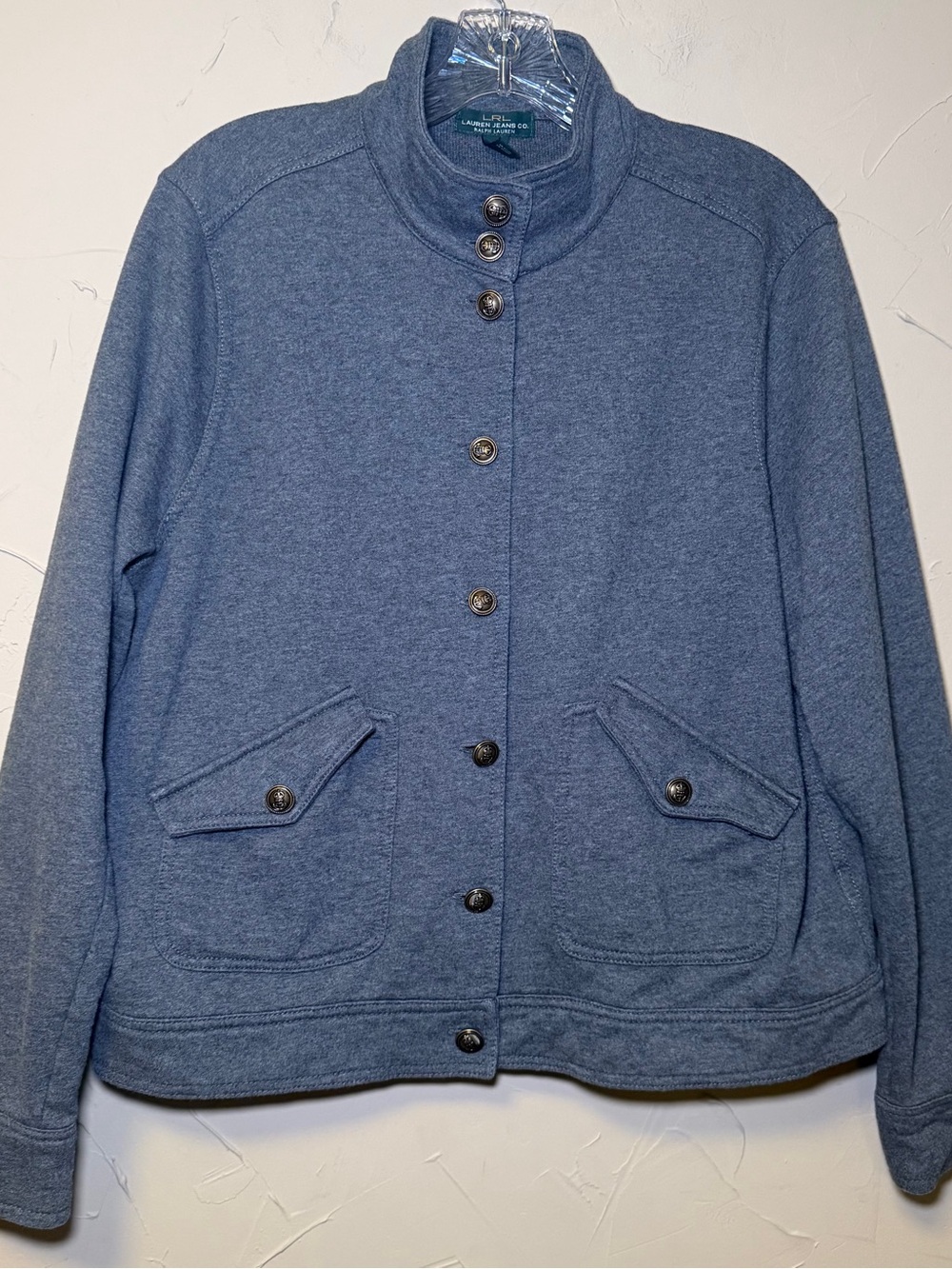 Vintage Lauren Ralph Lauren Military Inspired Button Front Knit Jacket Womens XL